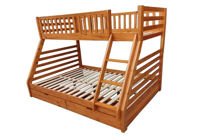 Wooden Bunk Bed with Draws - Single and Double